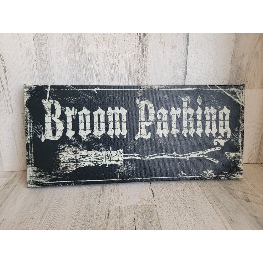 Broom parking canvas black hanging‎ Halloween spider web home decor